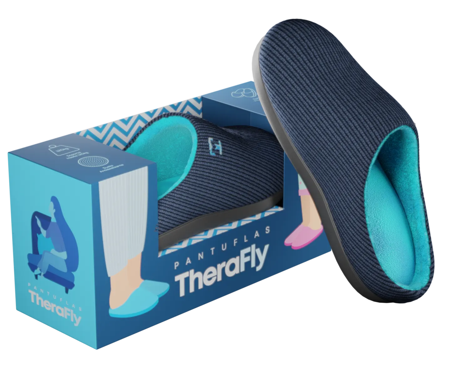 Pantufas de espuma viscoelástica TheraFly — Blue / Azul
